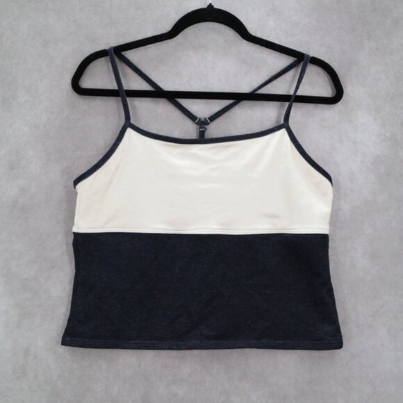 Ocean Gear Blue White Racerback Strap Crop Swim Beach Tankini Tank Top XL - Picture 1 of 4